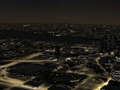 Detroit Night City Low-poly 3D model