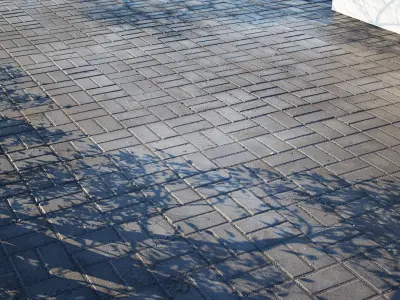 Seamless PBR Scanned Basket Weave Pavement Texture Texture