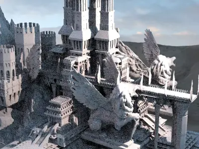 Lion Ancient Temple towers 3 3D model