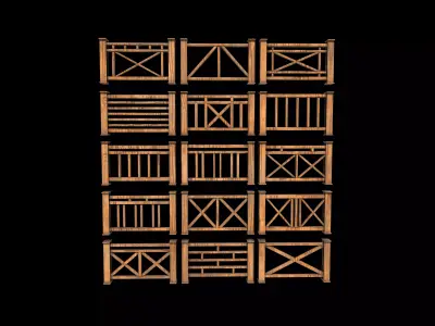 wooden fence 3D model