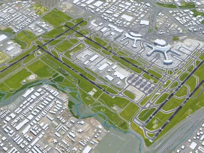 Toronto Pearson Airport 12km Low-poly 3D model