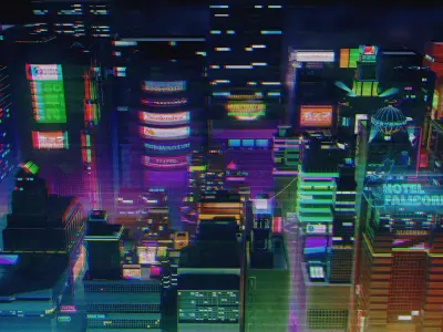 Stylized City Sky View - Low poly modular city Low-poly 3D model