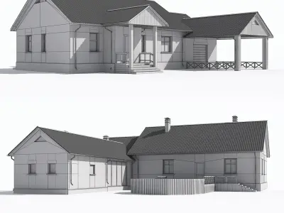 House with garage and veranda  3D model