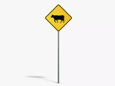 Cattle Warning Sign Low-poly 3D model