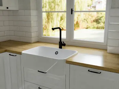 Kitchen white wood modern 3D model