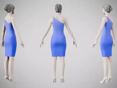 Dress 19 Very Light Blue Low-poly 3D model