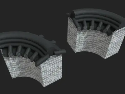 Korean Traditional Hanok Wall 01 Low-poly 3D model