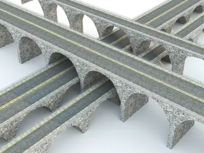 Rock Stone Bridge - Modular Buildable Kit Low-poly 3D model