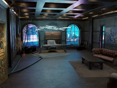 Retro Cyberpunk Apartment Scene v11 3D model