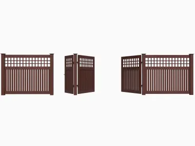 Wooden Fence 06 3D model