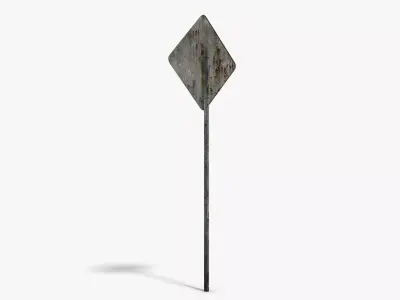 Damaged Two Way Sign Low-poly 3D model