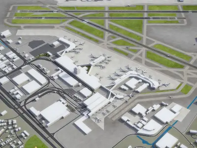 Honolulu - Airport - HNL Low-poly 3D model