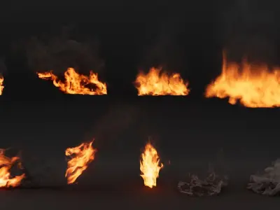 Burning city pack High Quality VDB animated 3D model