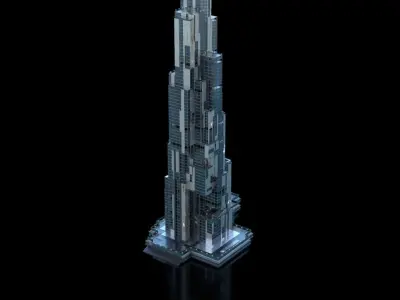 Futuristic Future Modern City Building Skyscraper 03 3D model