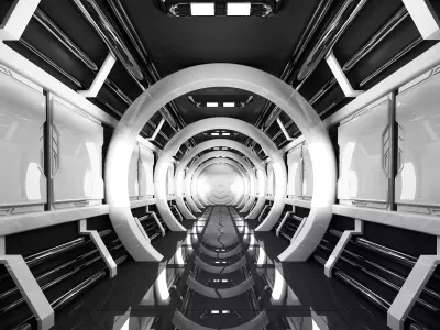 SCI FI INTERIOR SCENE SPACE SHIP CORRIDOR Low-poly 3D model
