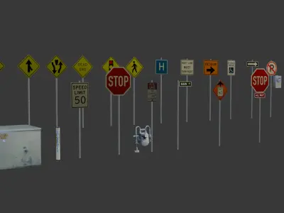20 Plus Customizable Streets Signs  3D model