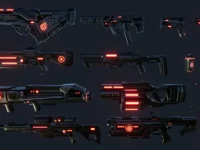 Scifi Weapon pack Low-poly 3D model