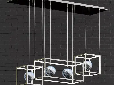 candela pendant light with three balls hanging from it 3D model