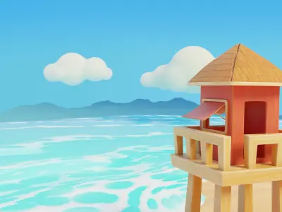 Summer Beach Assets Model Bundle Pack 3D model