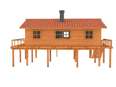 wooden house 3D model