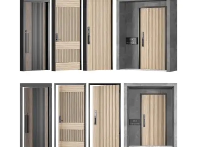 4 Collection Of  Door - Interior and Exterior 3D Model Pack