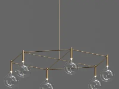 borosilicate chandelier with five glass balls hanging from it 3D model