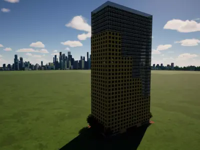 Tall Office Tower  34 Floors and 147 meters  Low-poly 3D model