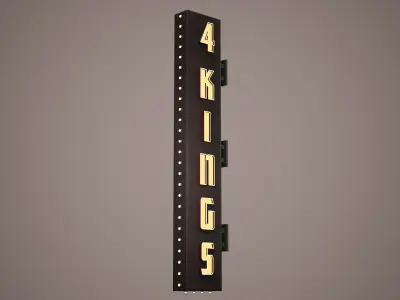 Billboard Set Low Poly Game Ready hotel sign Low-poly 3D model