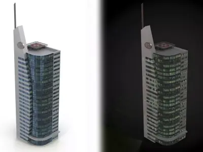 Skyscraper tall building Low-poly 3D model order