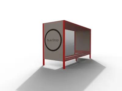 Bus Stop Low-poly 3D model 10