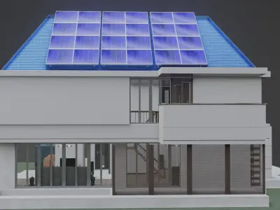 Blender Eevee Modern Mansion Low-poly 3D model Free low-poly 3D model