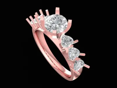 Modern Graduated Diamond Band Ring for Women 3136  3D print model