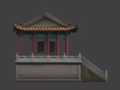 Damaged Traditional Chinese Temple 3D Model V02 Low-poly 3D model