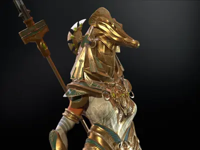 Amat Egyptian goddess Low-poly 3D model