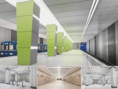 Subway Stations Pack - 6 Scenes Low-poly 3D model