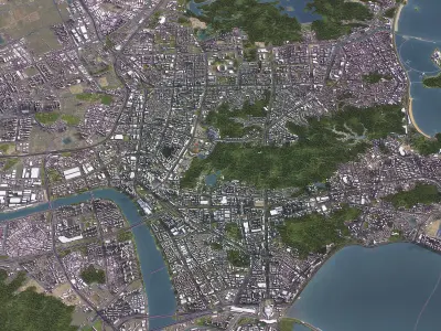 Zhuhai - 3D City Model Low-poly 3D model
