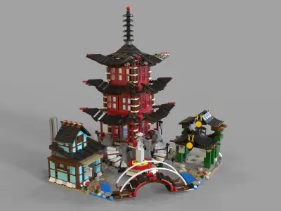 Lego chinese temple 3D model