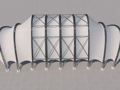 Tensile steel structure 3-parts 3D model