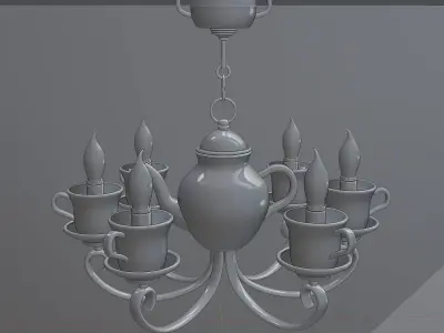 Chandelier in the form of a tea set 3D model