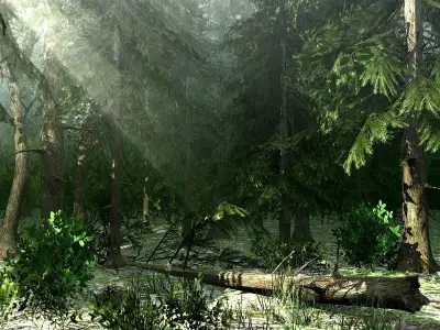 Northern Forrest Vegetation Low-poly 3D model