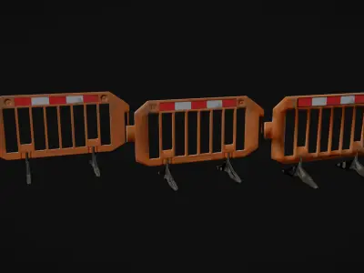 Orange Plastic Roadwork Barricade 3D model
