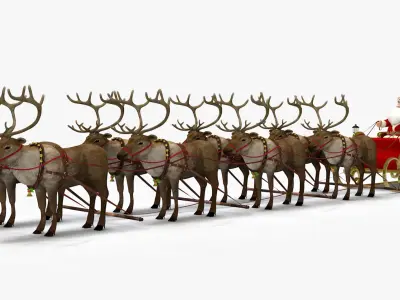 Santa in Sleigh with Reindeers  purchase