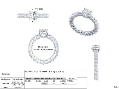Round Diamond Halo Engagement Ring Pave Band 3D print model