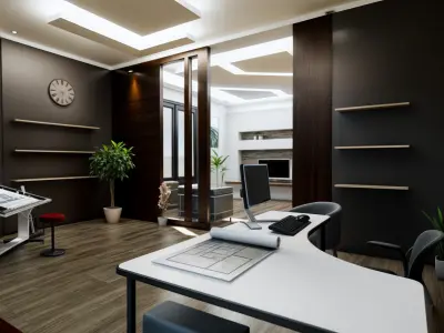  modern and minimalistic workspace 3D model