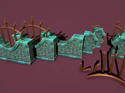 Fantasy wall 3 Low-poly 3D model