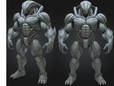 Armored Alien Soldier Sci Fi Low-poly 3D model