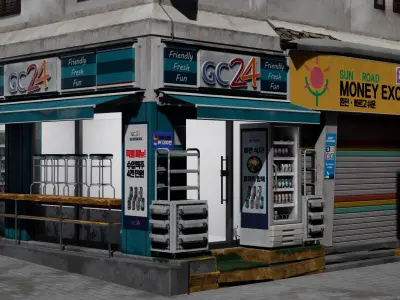 Korean Corner Store - UE4 Low-poly 3D model