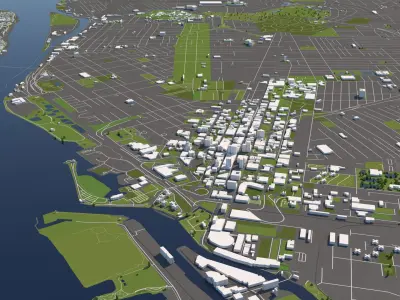 Buffalo USA 50x50km City Map 3D model