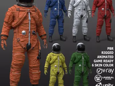 CS02 Male Space Suit FULL VERSION Low-poly 3D model