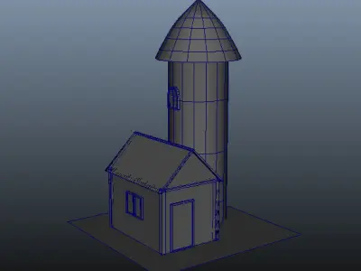 Tower 3d model stone house Low-poly 3D model